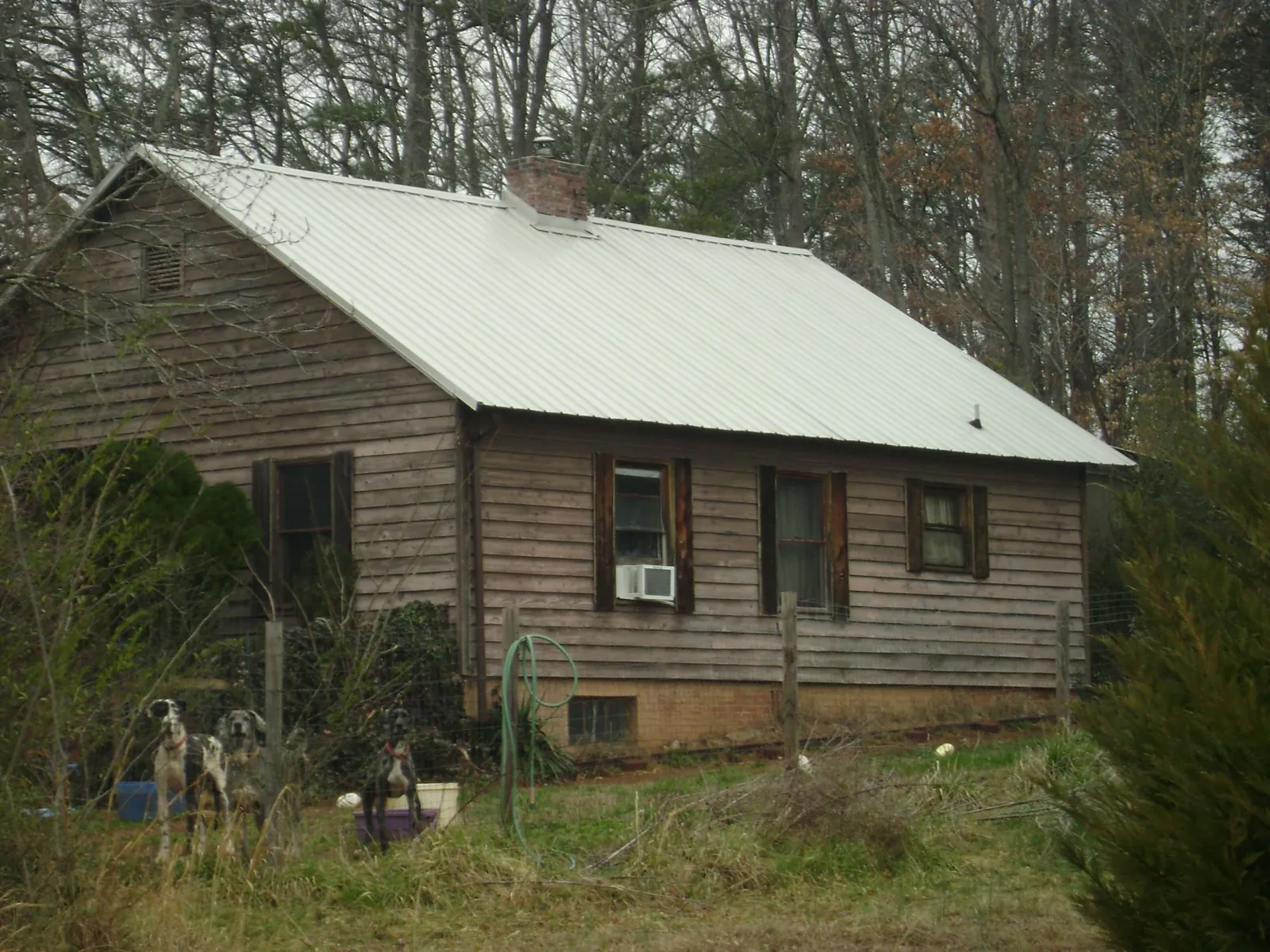 White metal roof on an old wood sided farmhouse in Brentwood
